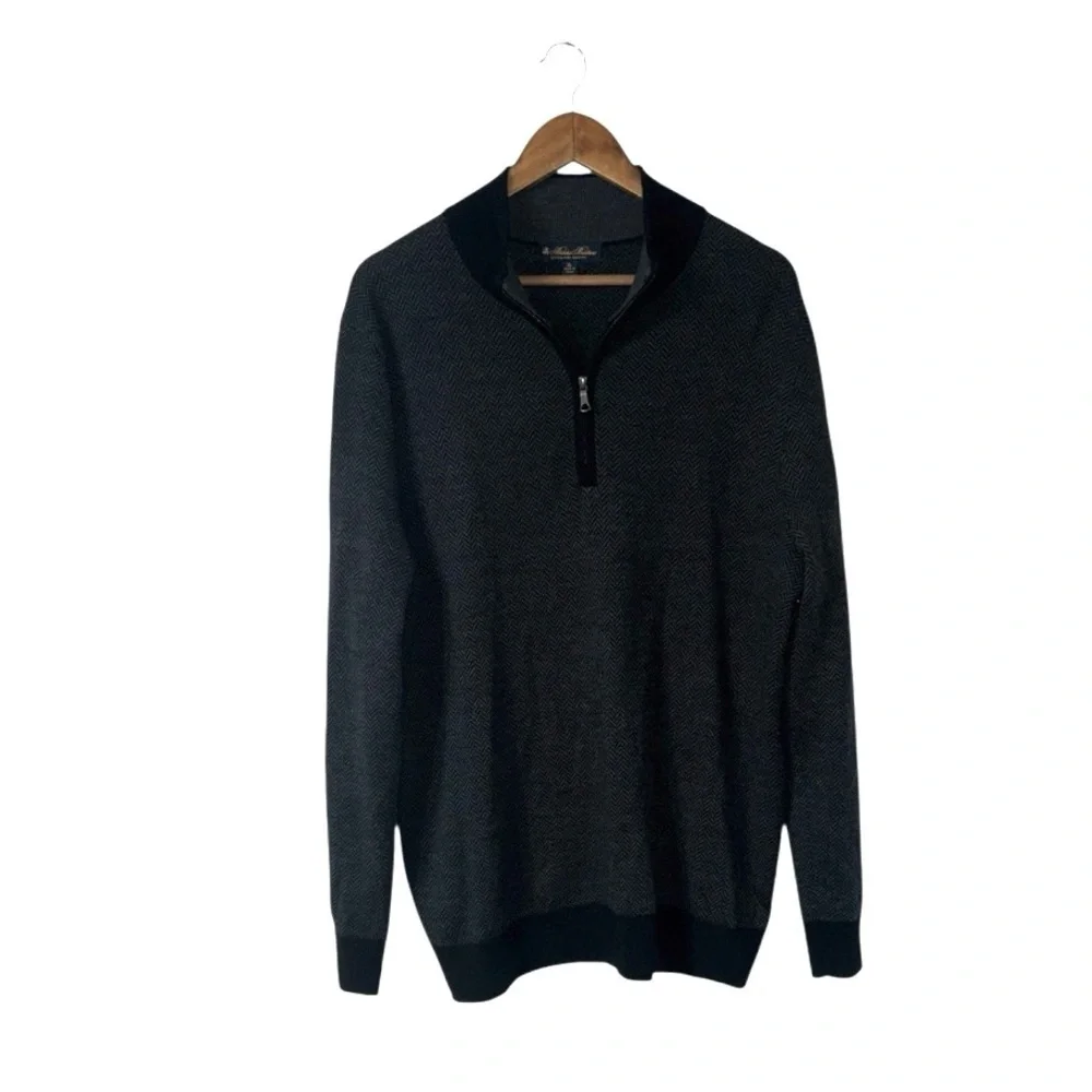 Brooks Brothers Men’s 100% Extra Fine Merino Wool Charcoal Grey Sweater Size XL